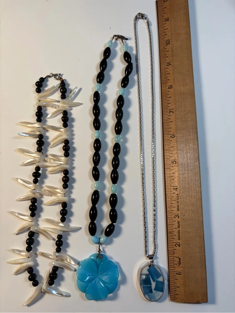 Handmade Blue Flower Pendant Necklace - Women Jewelry